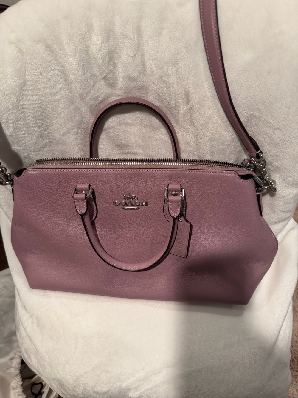 Coach Georgia Leather Satchel in Mauve/lilac